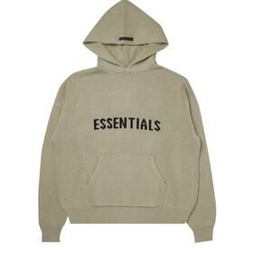 ESSENTIALS FEAR OF GOD Front Logo Pullover Knit Hoodie Hoody
Beige XXS